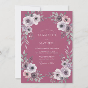 Invitation Mariage Feuillu de Renoncule Mauve