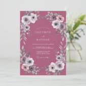 Invitation Mariage Feuillu de Renoncule Mauve (Debout devant)