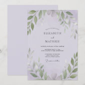 Invitation Mariage Feuillu de Sauge Améthyste (Devant / Derrière)