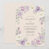 Invitation Mariage Feuillu de Sauge Lavande (Devant / Derrière)
