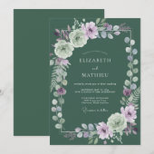 Invitation Mariage Feuillu de Sauge Lilas (Devant / Derrière)