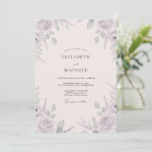 Invitation Mariage Feuillu de Sauge Mauve (Debout devant)