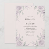 Invitation Mariage Feuillu de Sauge Mauve (Devant / Derrière)