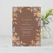 Invitation Mariage Feuillu Doré à la Cannelle (Debout devant)