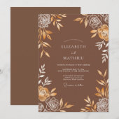 Invitation Mariage Feuillu Doré à la Cannelle (Devant / Derrière)