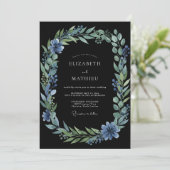 Invitation Mariage Feuillu en Acier Charbon (Debout devant)