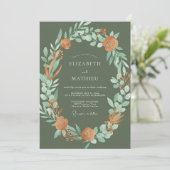 Invitation Mariage Feuillu en Argile Olive (Debout devant)