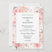 Invitation Mariage feuillu flou doux rose (Devant)