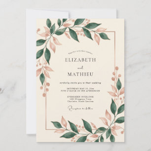 Invitation Mariage Feuillu Forêt Mauve