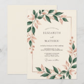 Invitation Mariage Feuillu Forêt Mauve (Devant / Derrière)