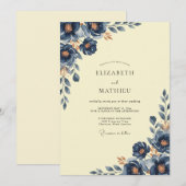 Invitation Mariage Feuillu Indigo Buttercream (Devant / Derrière)