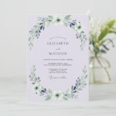 Invitation Mariage Feuillu Indigo Lilas (Debout devant)