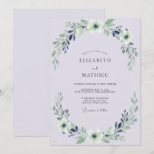 Invitation Mariage Feuillu Indigo Lilas (Devant / Derrière)