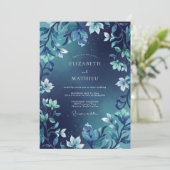 Invitation Mariage Feuillu Indigo Minuit (Debout devant)