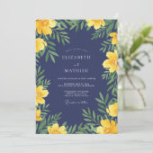 Invitation Mariage Feuillu Indigo Safran (Debout devant)