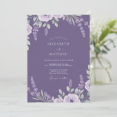 Invitation Mariage Feuillu Lavande Améthyste (Debout devant)