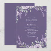Invitation Mariage Feuillu Lavande Améthyste (Devant / Derrière)