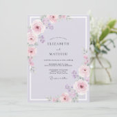 Invitation Mariage Feuillu Lavande Mauve (Debout devant)