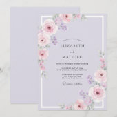 Invitation Mariage Feuillu Lavande Mauve (Devant / Derrière)