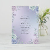 Invitation Mariage Feuillu Lavande Pervenche (Debout devant)