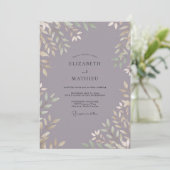 Invitation Mariage Feuillu Lilas Ardoise (Debout devant)