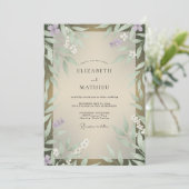 Invitation Mariage Feuillu Lilas Olive (Debout devant)