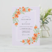 Invitation Mariage Feuillu Lilas Orange (Debout devant)