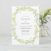 Invitation Mariage Feuillu Lime Argenté (Debout devant)