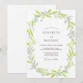 Invitation Mariage Feuillu Lime Argenté (Devant / Derrière)