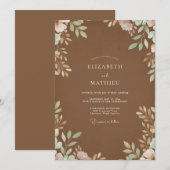 Invitation Mariage Feuillu Marron (Devant / Derrière)