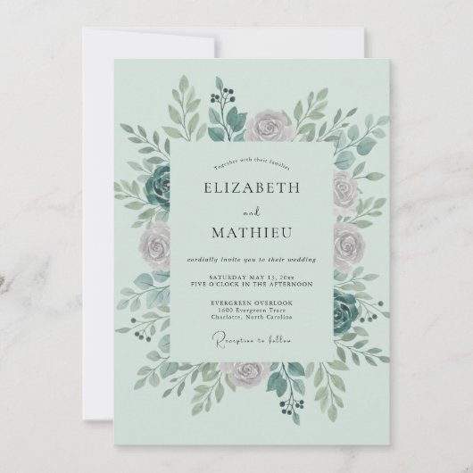 Invitation Mariage Feuillu Mauve Mousse de Mer (Devant)