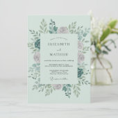 Invitation Mariage Feuillu Mauve Mousse de Mer (Debout devant)