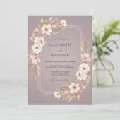 Invitation Mariage Feuillu Mauve Taupe (Debout devant)
