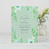 Invitation Mariage Feuillu Menthe Aqua (Debout devant)