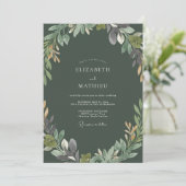 Invitation Mariage Feuillu Ocres Olives (Debout devant)