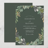 Invitation Mariage Feuillu Ocres Olives (Devant / Derrière)