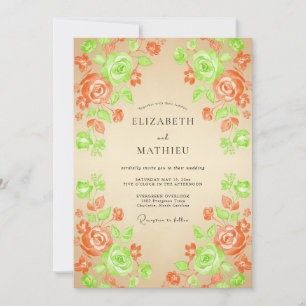 Invitation Mariage Feuillu Orange Citron