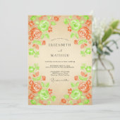 Invitation Mariage Feuillu Orange Citron (Debout devant)