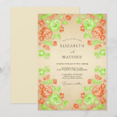 Invitation Mariage Feuillu Orange Citron (Devant / Derrière)