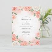 Invitation Mariage Feuillu Peint d'Abricot (Debout devant)