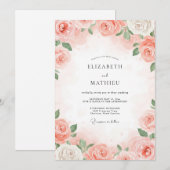 Invitation Mariage Feuillu Peint d'Abricot (Devant / Derrière)