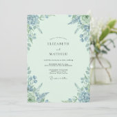 Invitation Mariage Feuillu Pervenche Mousse de Mer (Debout devant)