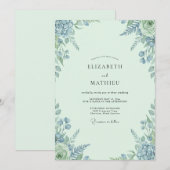 Invitation Mariage Feuillu Pervenche Mousse de Mer (Devant / Derrière)