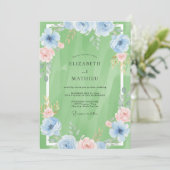 Invitation Mariage Feuillu Pistache Azur (Debout devant)