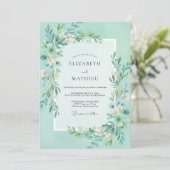 Invitation Mariage Feuillu Sage Aqua (Debout devant)