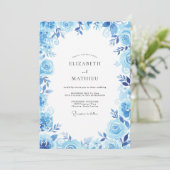 Invitation Mariage Feuillu Saphir Bleuet (Debout devant)