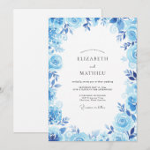 Invitation Mariage Feuillu Saphir Bleuet (Devant / Derrière)