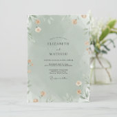 Invitation Mariage Feuillu Sauge Abricot (Debout devant)