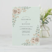 Invitation Mariage Feuillu Taupe Mousse de Mer (Debout devant)