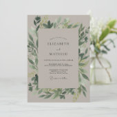 Invitation Mariage Feuillu Taupe Moussu (Debout devant)